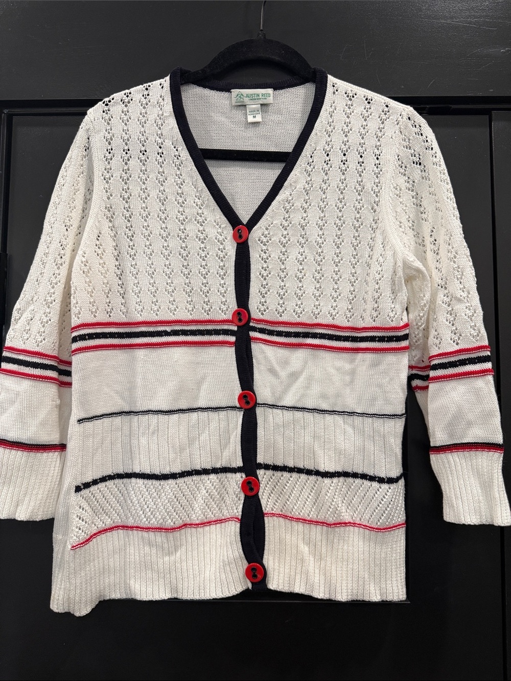 Vintage Austin Reed White Knit Cardigan Size Medium